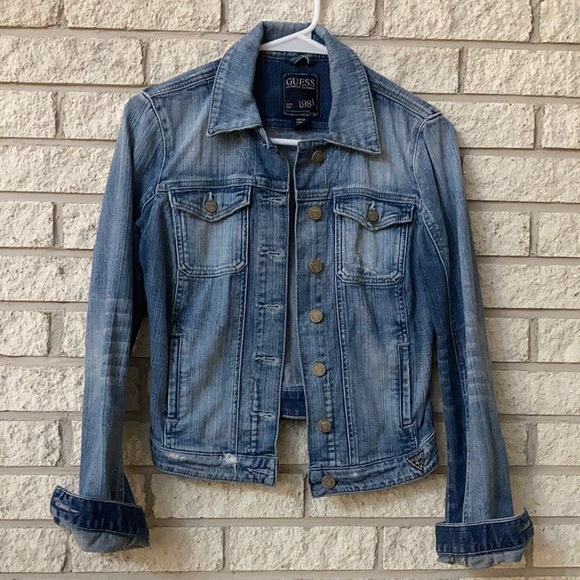 Guess Crop Jean Jacket - Picture 1 of 7
